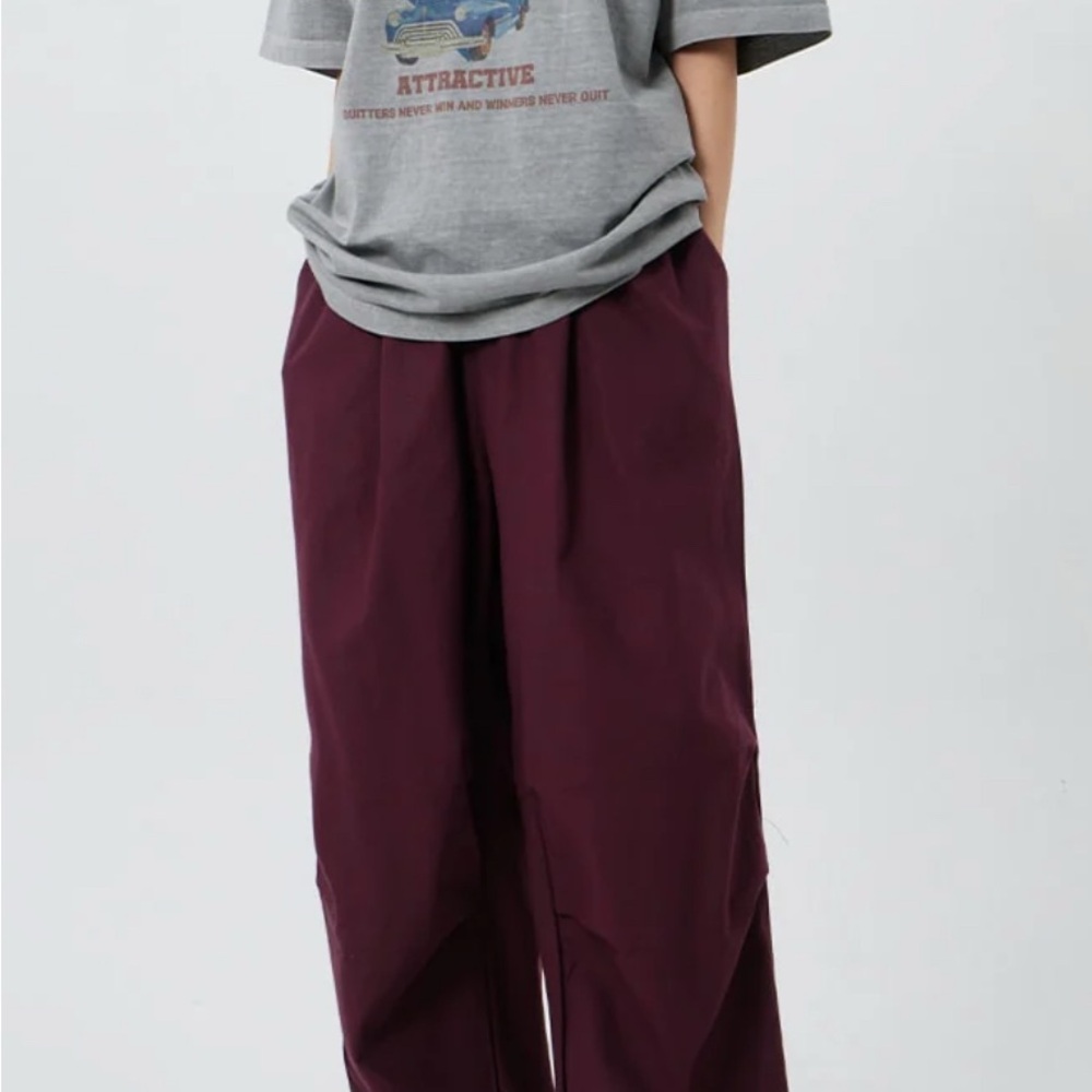 100% Cotton Drawstring Burgundy Pants